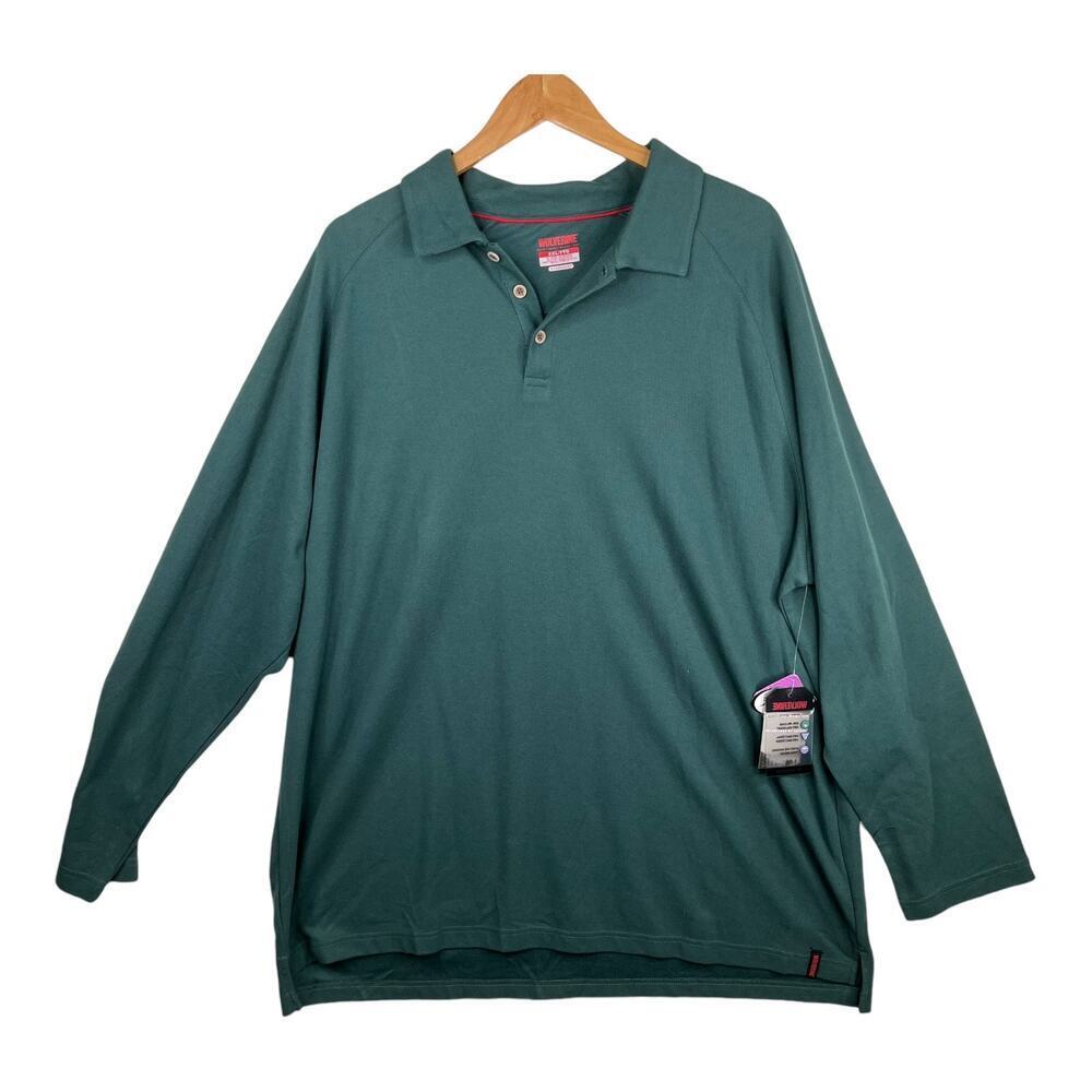 NWT Wolverine Dark Hunter Green Long Sleeve Hydrovent Ridge Polo Men's Size XXL